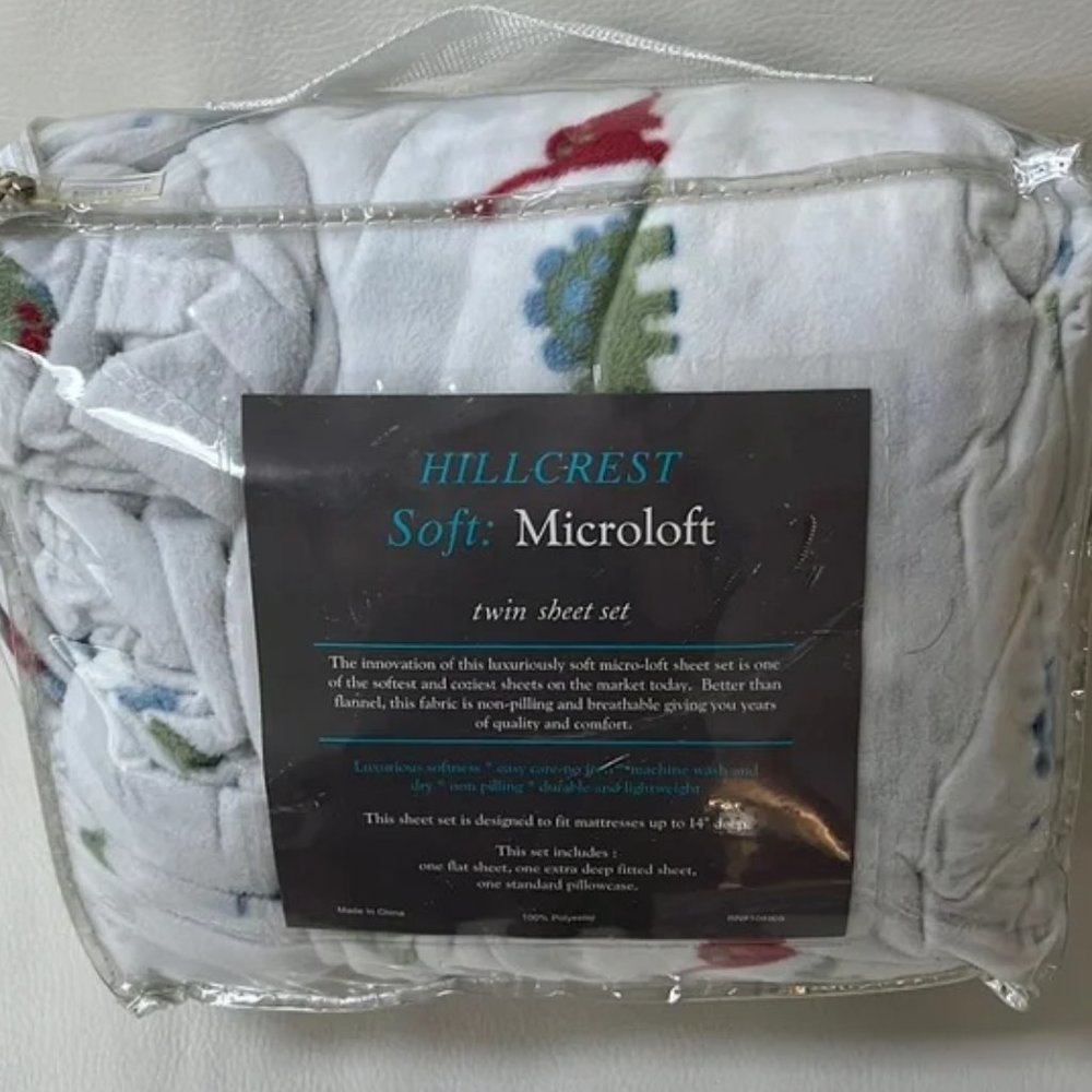Hillcrest Soft microloft Twin Sheet Set, 100% Polyester 🦕 dinosaur pattern